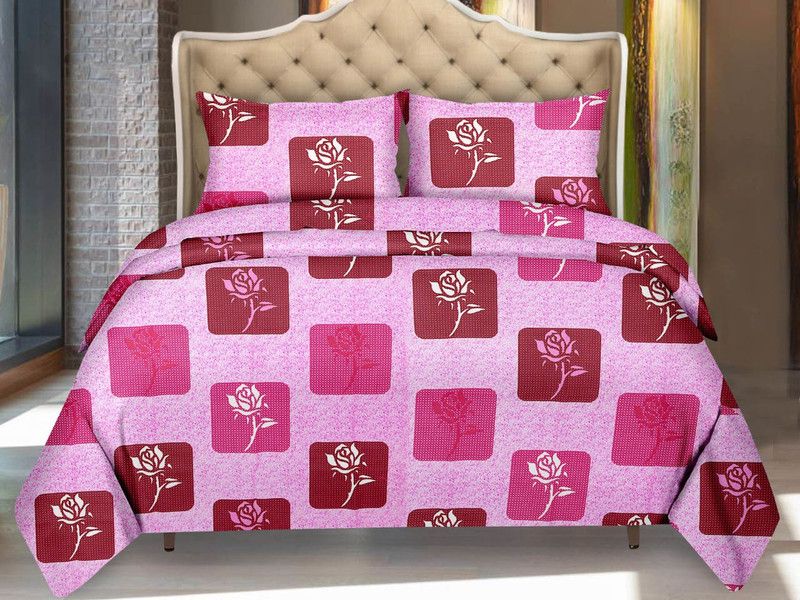 STYLE ELEGANCE 144 TC Cotton Double Floral Flat Bedsheet  (Pack of 1, Purple)