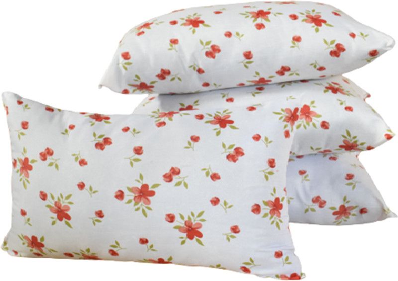 ACTOS Polyester Fibre Floral Sleeping Pillow Pack of 4  (Multicolor)