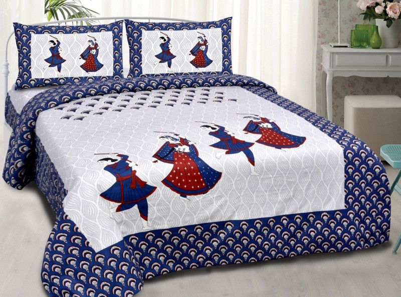 Sonal Textiles 115 TC Cotton Queen Printed Flat Bedsheet  (Pack of 1, Multicolor)