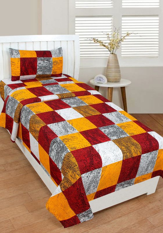 KTB TRENDS 144 TC Cotton Double Checkered Flat Bedsheet  (Pack of 1, MULTCOLOUR)