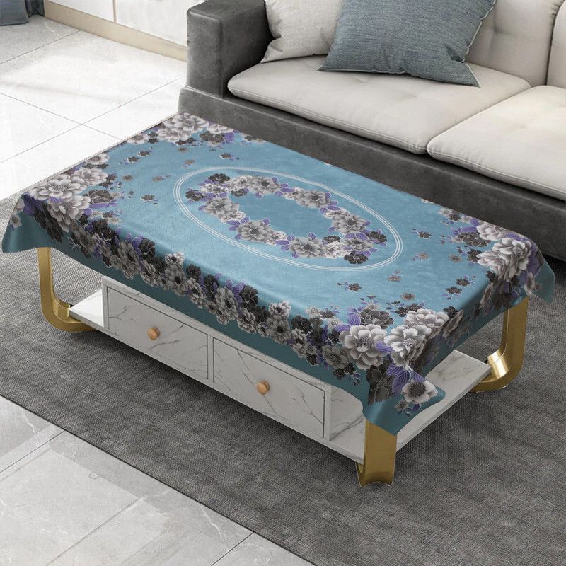 Romiz Printed 4 Seater Table Cover  (Blue, PVC)