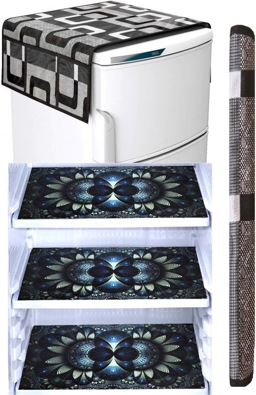 HOME LIVING Refrigerator Cover  (Width: 95 cm, BLACK)