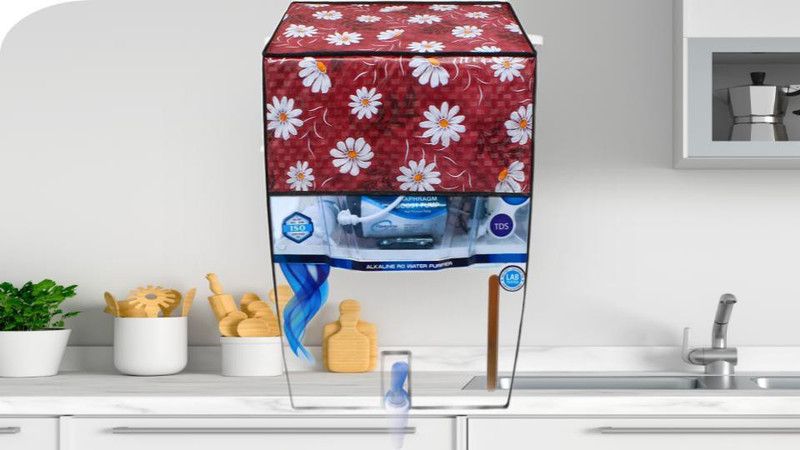 THE LION'S SHARE Water Purifier Cover  (Width: 38 cm, Red, White)