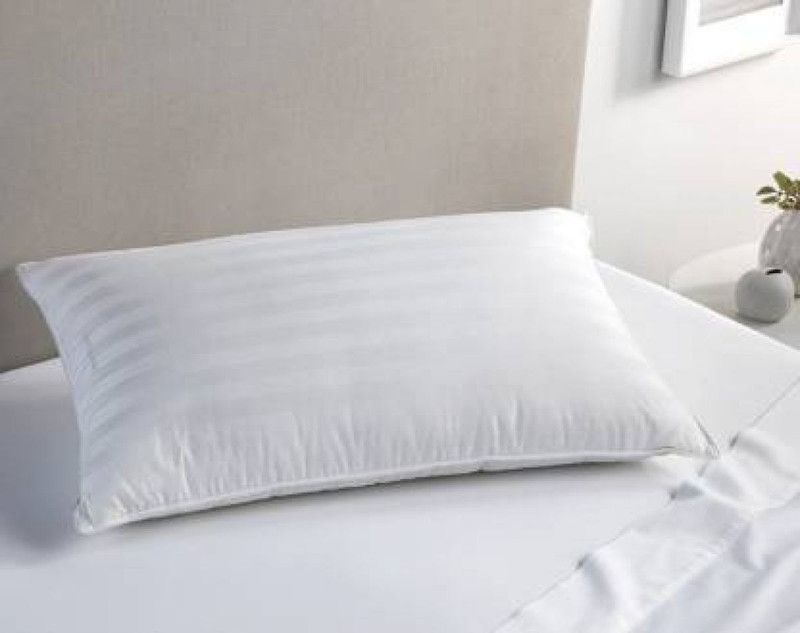 AerinArts Polyester Fibre Stripes Sleeping Pillow Pack of 1  (White)