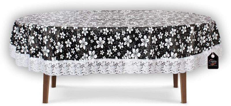 STYLISTA Printed 12 Seater Table Cover  (Black, PVC)