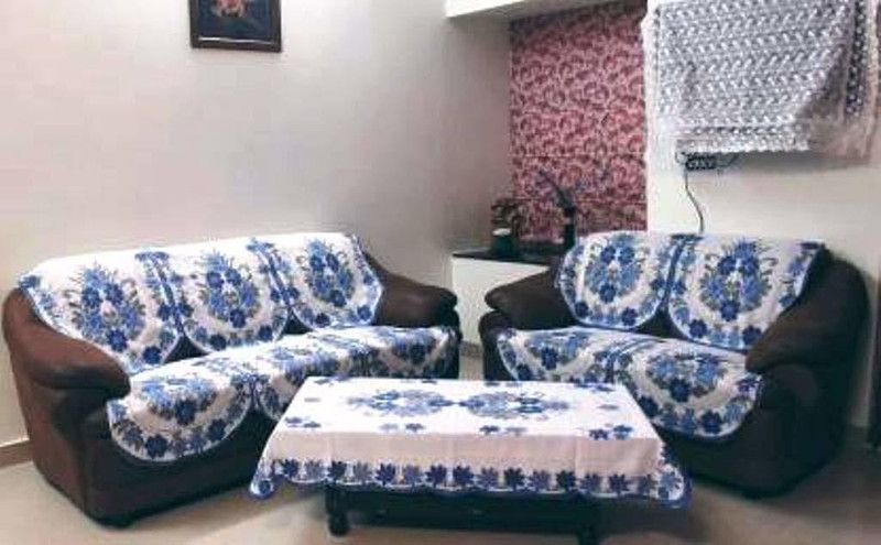 Crafting Bear Polycotton Floral Sofa Cover  (Blue Pack of 11)