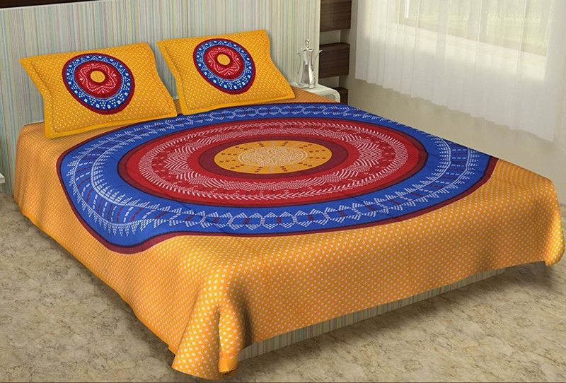 NYMISHA INDUSTRIES 235 TC Cotton Queen Printed Flat Bedsheet  (Pack of 1, Multicolor)