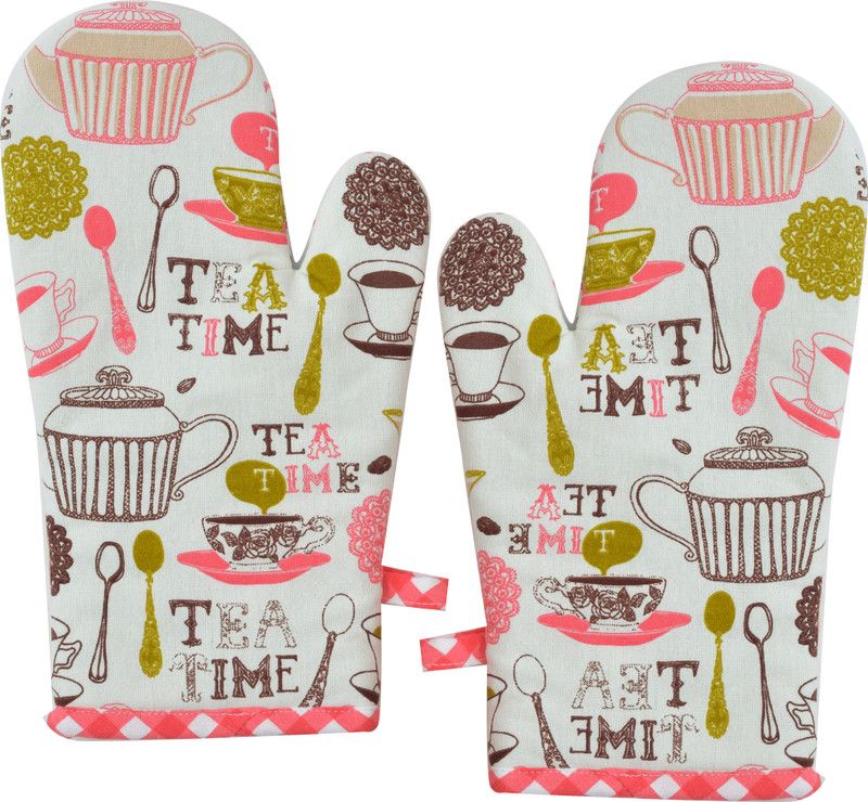 White Cotton Kitchen Linen Set  (Pack of 2)