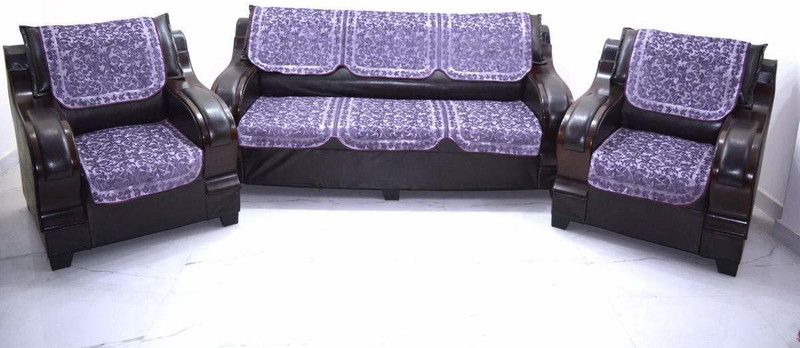 KINGLY Chenille Geometric Sofa Cover  (Purple Pack of 6)