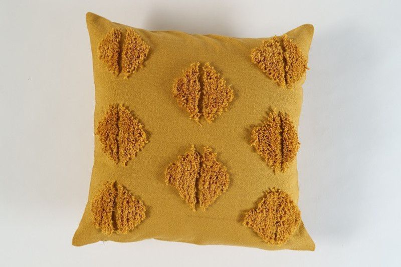 Varyan Embroidered Cushions Cover  (45.72 cm*45.72 cm, Yellow)