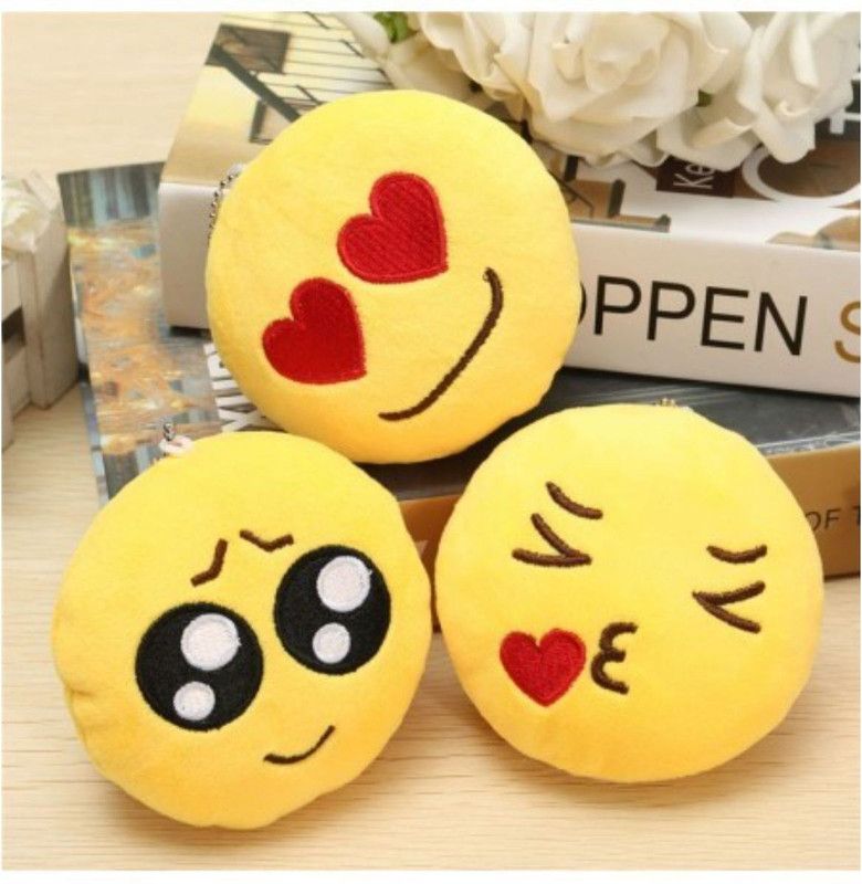 Supreme Home Collective Smiley Cushion Polyester Fibre Smiley Cushion Pack of 3  (Yellow)