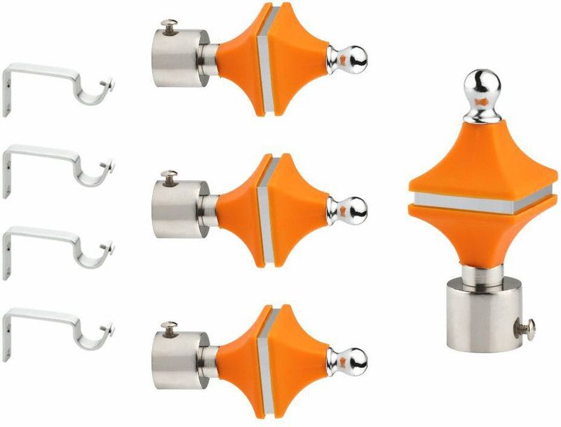 Floway Silver, Orange Rod Rail Bracket, Curtain Knobs Metal