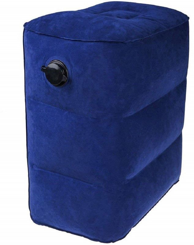 TecMac Inflatable travelsky Camping Pillows, Fast Inflated Design, Flocking Fabric Footrest Pillow for Resting Feet and Children Sleeping in Car/Plane, Leg Rest Travel Pillow Pack of 1  (Blue)
