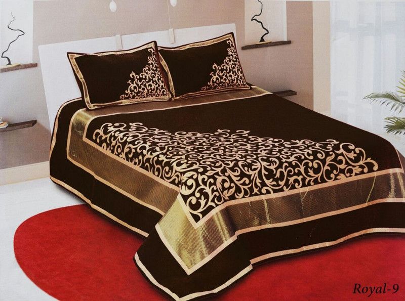 Freshfromloom 200 TC Velvet Double Floral Flat Bedsheet  (Pack of 1, Brown)