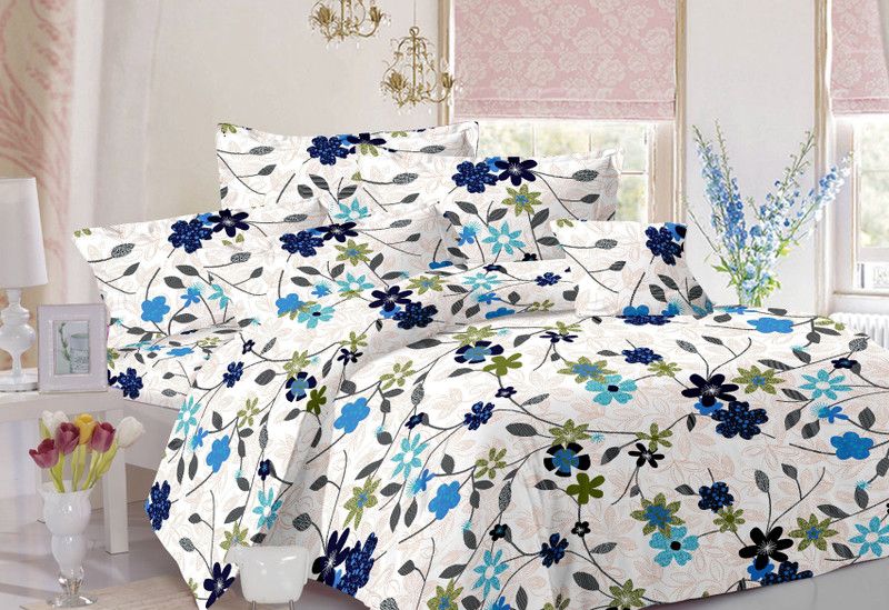 ABC Cotton Double 3D Printed Flat Bedsheet  (Pack of 1, White)