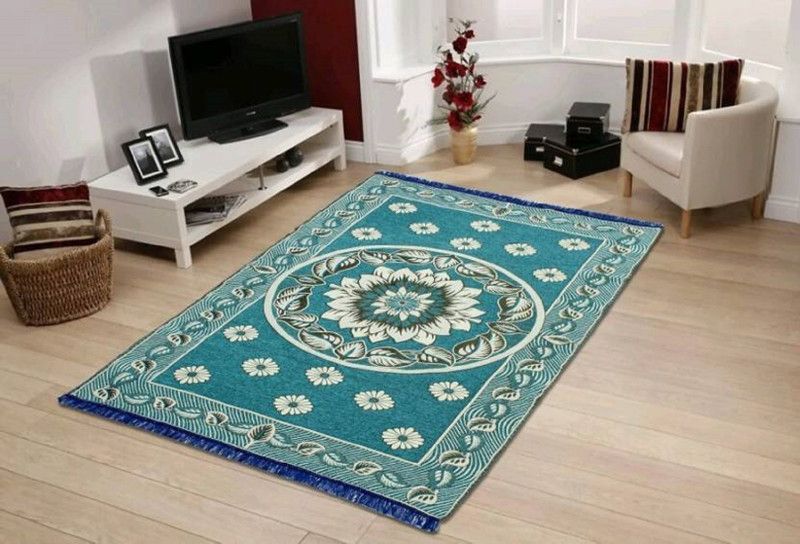 Zesture Blue Chenille Carpet  (138 cm, X 210 cm, Rectangle)