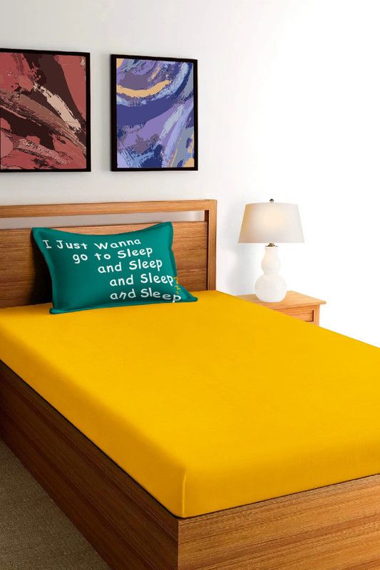 WMK 250 TC Cotton Single Solid Flat Bedsheet  (Pack of 1, Yellow)