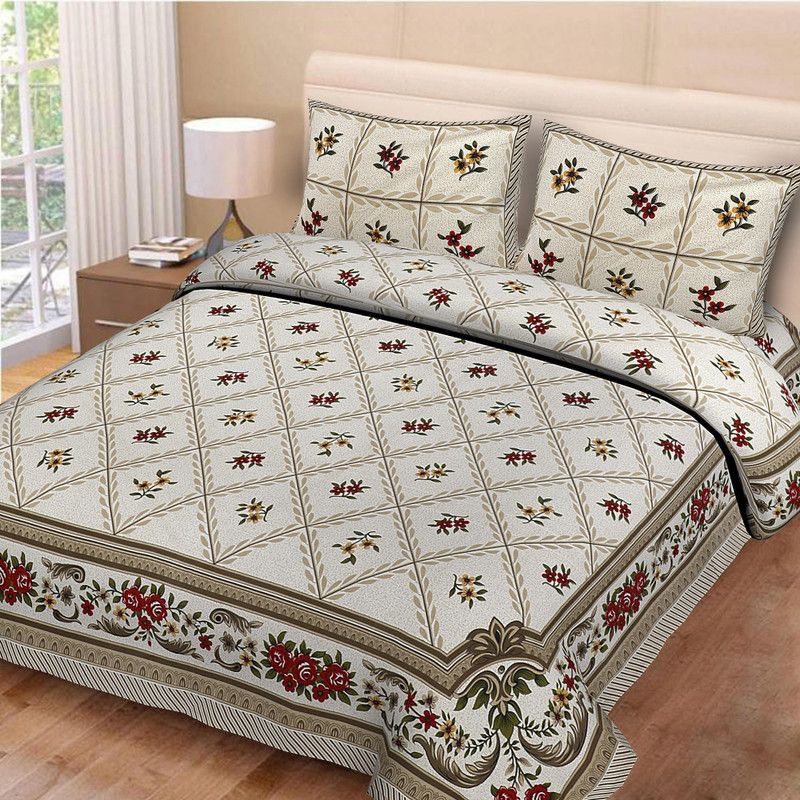 EasyGoods 240 TC Cotton King Floral Flat Bedsheet  (Pack of 1, Multicolor)
