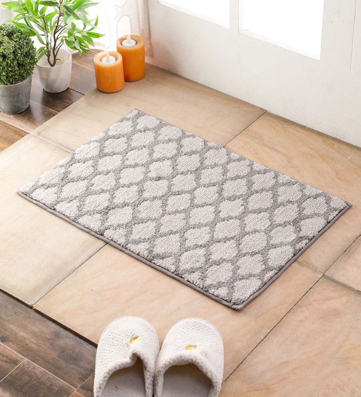 Flooring India Polyester Door Mat  (Grey & Silver, Medium)