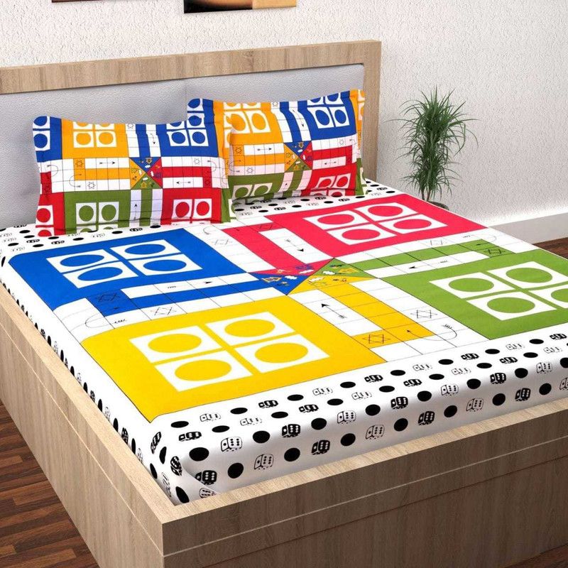 Twinkle Star's 300 TC Cotton Double, Crib Printed Flat Bedsheet  (Pack of 1, Multicolor)