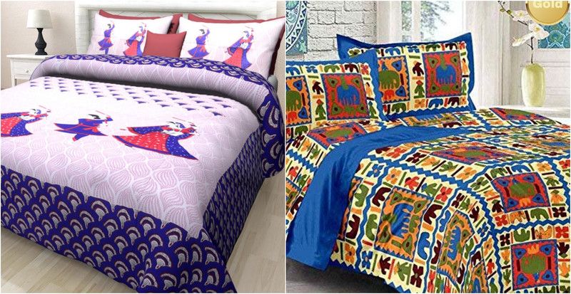 JAIPUR PRINTS 180 TC Cotton Double Animal Flat Bedsheet  (Pack of 2, Multicolor)