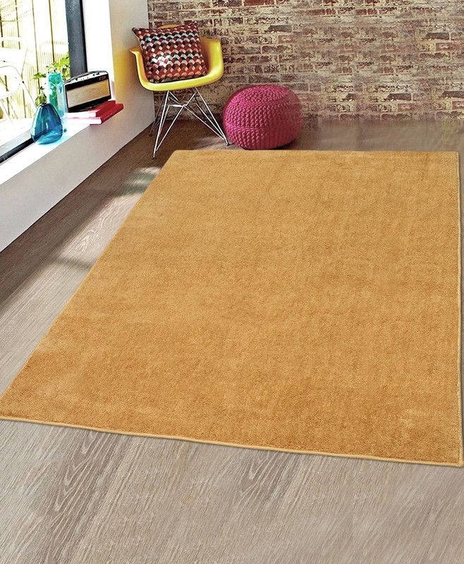 Saral Home Gold Cotton Carpet  (150 cm, X 210 cm, Rectangle)