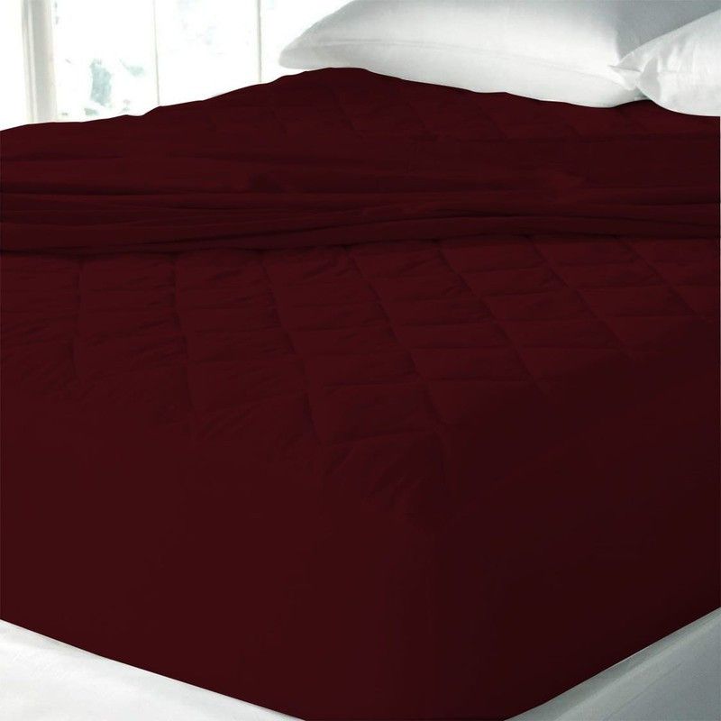Precious Fitted Queen Size Mattress Cover  (Maroon)
