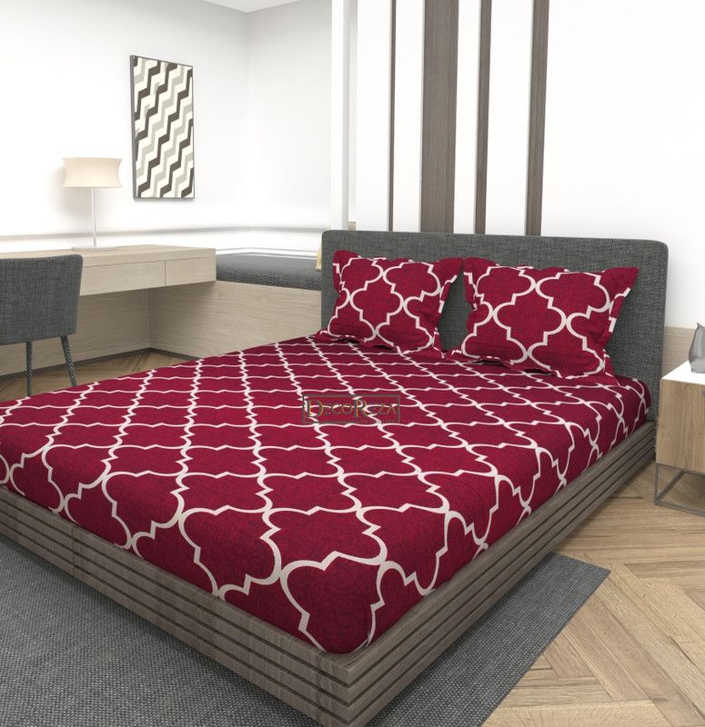 280 TC Cotton Double King Printed Bedsheet  (Pack of 1, Red Carpet)