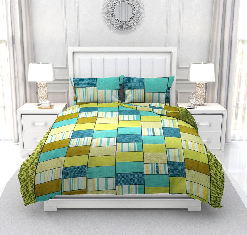 Raeffie 144 TC Polycotton Double Printed Flat Bedsheet  (Pack of 1, Multicolor)