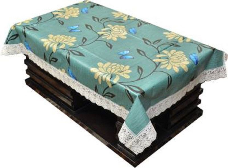 WIN WORLD Floral 6 Seater Table Cover  (Green, PVC)
