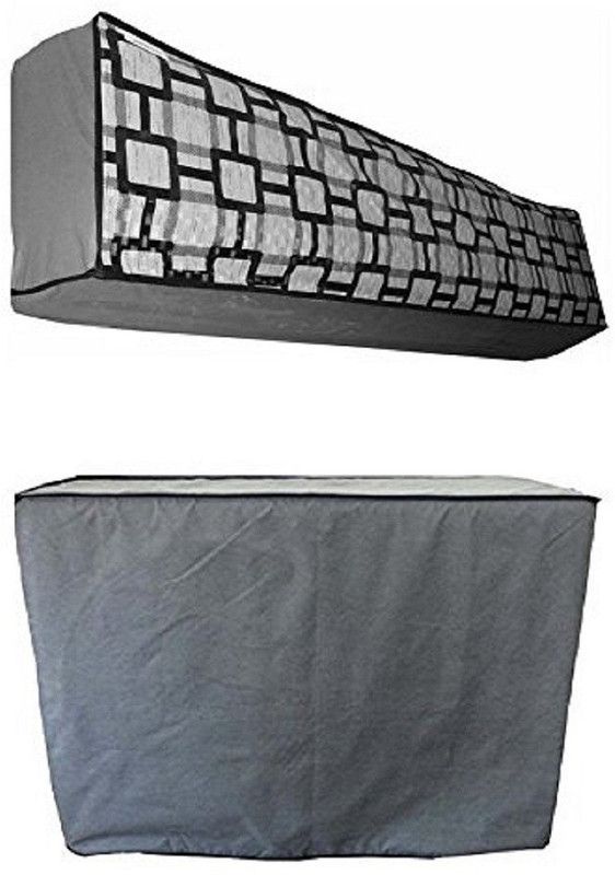 KingMatters Air Conditioner Cover  (Width: 85 cm, Grey, Multi)
