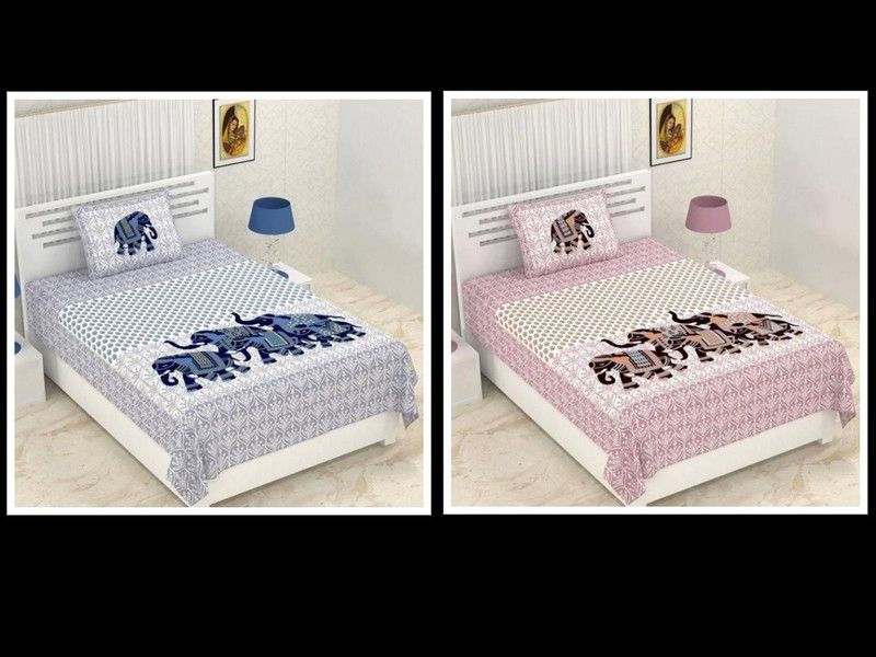 144 TC Cotton Single Jaipuri Prints Bedsheet  (Pack of 2, Design132)