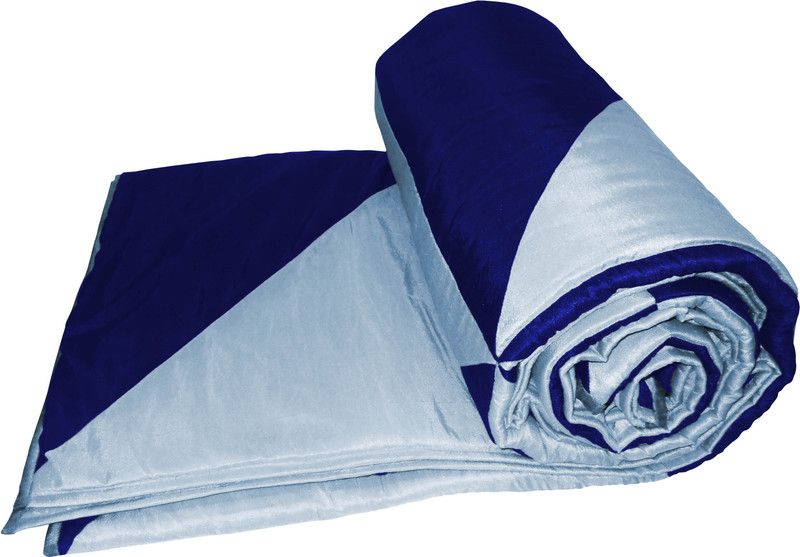 ZIKRAK EXIM Checkered Single Quilt for Mild Winter  (Silk, Blue)