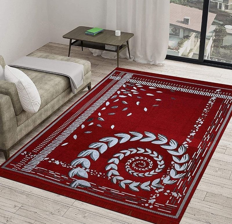 Maharana Red Velvet Carpet  (153 cm, X 214 cm, Rectangle)