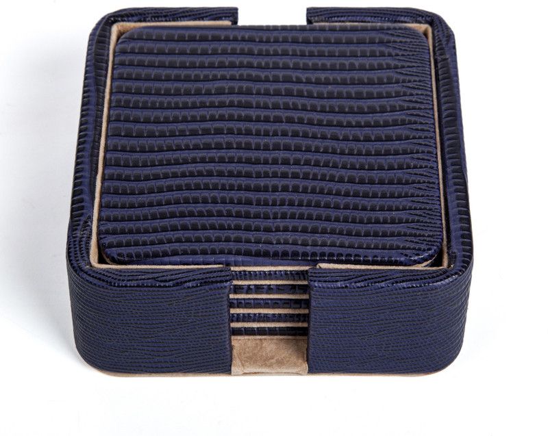 ROSEUS Square Leather Coaster Set  (Pack of 6)