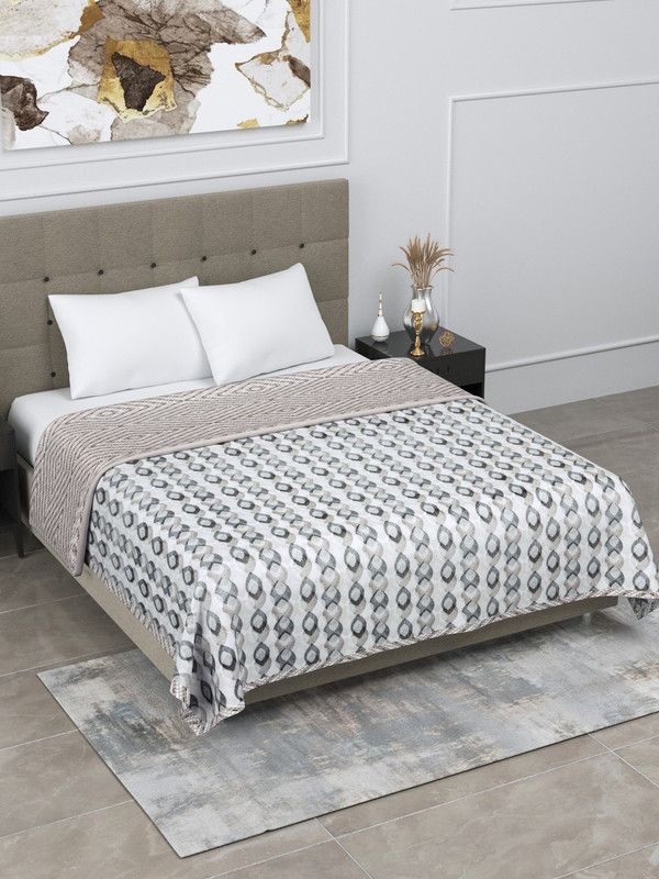 Home Fresh Floral Double Dohar for AC Room  (Cotton, Grey)