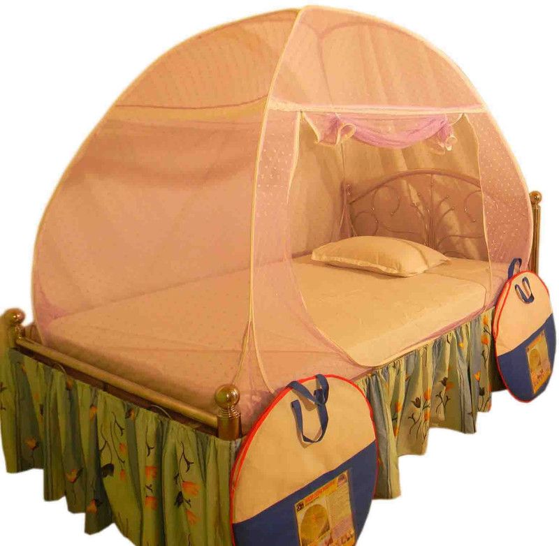 HEALTHY SLEEPING Polyester Adults Washable Foldable Portable Embroidery Violet Premium Single Bed Mosquito Net  (Violet, Tent)