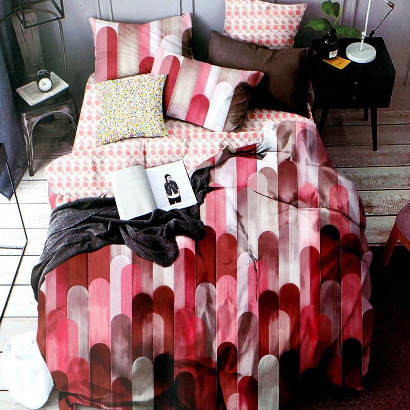 Skytex 120 TC Cotton Queen Printed Flat Bedsheet  (Pack of 1, Maroon , Pink , White , Red)