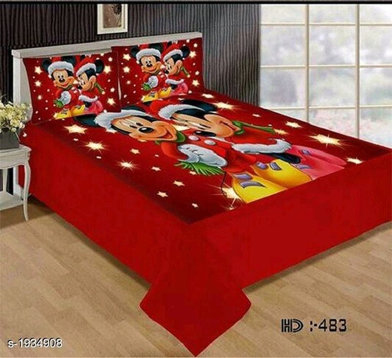 KAPRIDO 260 TC Velvet Double Printed Flat Bedsheet  (Pack of 3, Red)