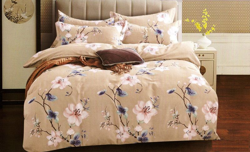 Richenza 200 TC Microfiber Double Floral Flat Bedsheet  (Pack of 1, Brown)