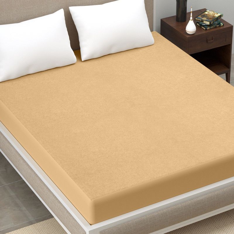 Fitted Single Size Mattress Cover  (Beige)