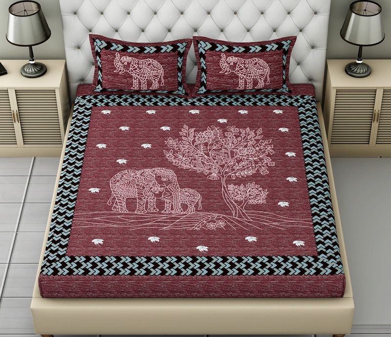 TanviFabrics 140 TC Cotton King Animal Flat Bedsheet  (Pack of 1, Cheery Color)
