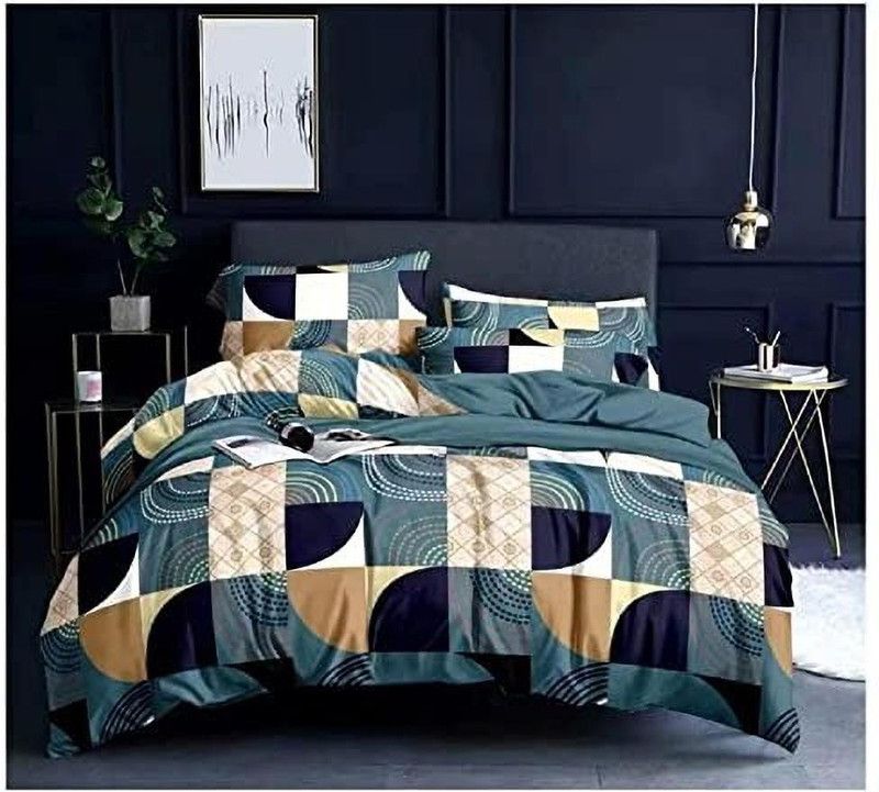 A M Brothers 144 TC Microfiber Double Printed Flat Bedsheet  (Pack of 1, Multicolor)
