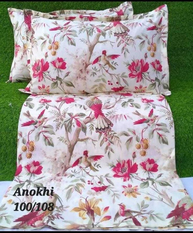 210 TC Cotton Double King Floral Bedsheet  (Pack of 1, Design12)