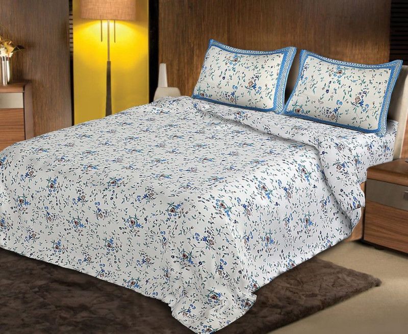 Beta Divine 250 TC Cotton Double Jaipuri Prints Flat Bedsheet  (Pack of 1, Multicolor)
