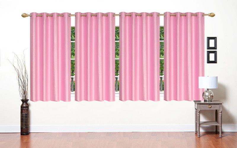 Flossy 152 cm (5 ft) Polyester Semi Transparent Window Curtain (Pack Of 4)  (Solid, Light Pink)