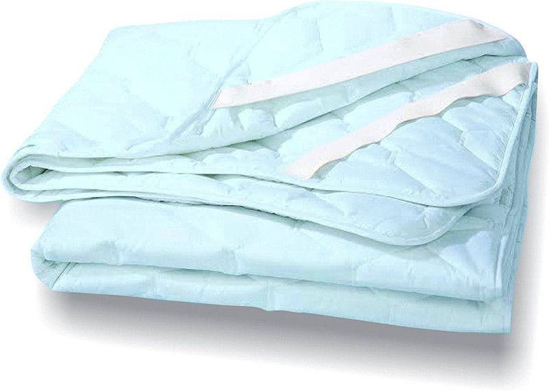 LINENWALAS Elastic Strap Single Size Waterproof Mattress Cover  (Blue)
