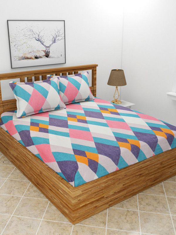 BREVARD 210 TC Polycotton Queen Printed Flat Bedsheet  (Pack of 1, Multicolor)