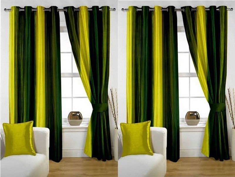 MSD Decor Hub 213 cm (7 ft) Polyester Blackout Door Curtain (Pack Of 4)  (Floral, Green)