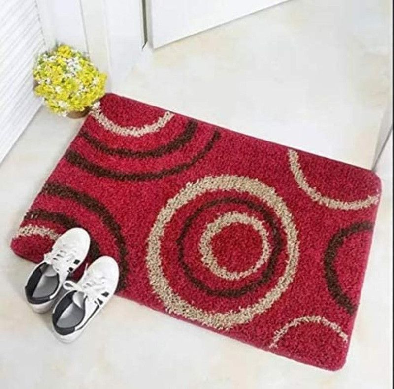 cwk Polyester Door Mat  (Red, Medium)